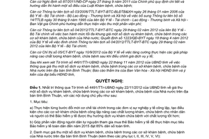 Nghị quyết 34/2012/NQ-HĐND giá thu dịch vụ khám chữa bệnh trong cơ sở khám