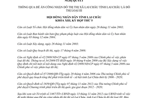 Nghị quyết 60/2012/NQ-HĐND thông qua Đề án công nhận đô thị thị xã Lai Châu