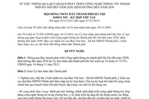 Nghị quyết 24/2012/NQ-HĐND phát triển công nghệ thông tin Hà Nội đến 2020