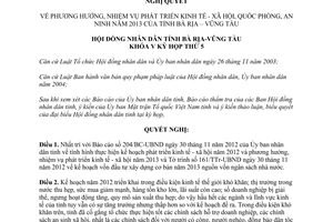 Nghị quyết số 12/2012/NQ-HĐND phát triển kinh tế xã hội quốc phòng an ninh bà rịa năm 2013