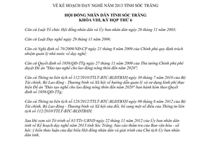 Nghị quyết 31/2012/NQ-HĐND Kế hoạch dạy nghề 2013 Sóc Trăng