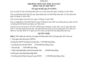 Nghị quyết 17/2012/NQ-HĐND phê chuẩn dự toán thu chi ngân sách An Giang năm 2013