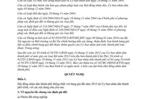 Nghị quyết 18/2012/NQ-HĐND cho ý kiến bảng giá đất 2013 thành phố Cần Thơ