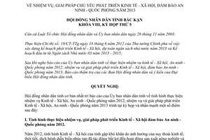 Nghị quyết 16/2012/NQ-HĐND phát triển kinh tế xã hội đảm bảo an ninh quốc phòng 2013 Bắc Kạn