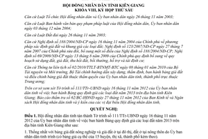 Nghị quyết 90/2012/NQ-HĐND Bảng giá đất Kiên Giang năm 2013