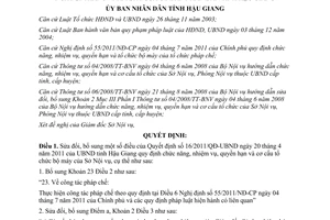 Quyết định 45/2012/QĐ-UBND sửa đổi Quyết định 16/2011/QĐ-UBND