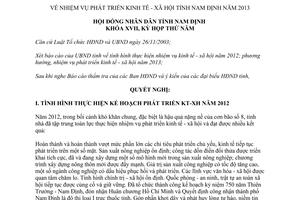 Nghị quyết 06/2012/NQ-HĐND nhiệm vụ phát triển kinh tế xã hội Nam Định 2013