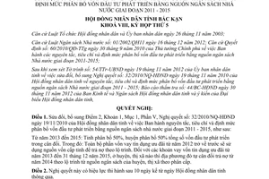 Nghị quyết 19/2012/NQ-HĐND sửa đổi nguyên tắc tiêu chí định mức phân bổ vốn