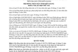 Nghị quyết 85/2012/NQ-HĐND phân cấp nguồn thu nhiệm vụ chi ngân sách địa phương