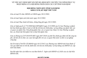 Nghị quyết 10/2012/NQ-HĐND chế độ định mức chi tiêu tài chính phục vụ hoạt động