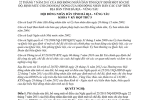 Nghị quyết 26/2012/NQ-HĐND sửa đổi chi hoạt động Hội đồng nhân dân Bà Rịa