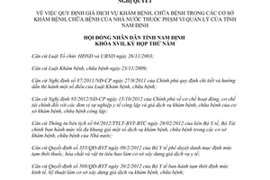 Nghị quyết 12/2012/NQ-HĐND giá dịch vụ khám chữa bệnh trong cơ sở khám chữa bệnh