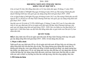 Nghị quyết 26/2012/NQ-HĐND mức hỗ trợ từ ngân sách nhà nước để thực hiện