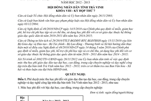 Nghị quyết 24/2012/NQ-HĐND mức thu học phí giáo dục Trà Vinh năm học 2012 - 2013