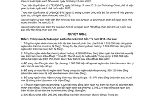 Nghị quyết 20/2012/NQ-HĐND dự toán ngân sách và phương án phân bổ ngân sách