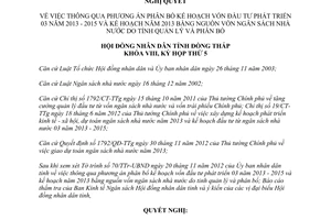 Nghị quyết 88/2012/NQ-HĐND phân bổ kế hoạch vốn đầu tư phát triển Đồng Tháp