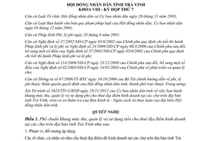 Nghị quyết 23/2012/NQ-HĐND tiền thuê địa điểm kinh doanh tại chợ Trà Vinh