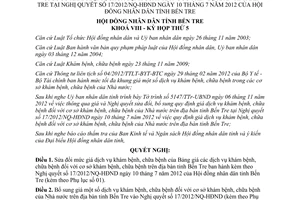 Nghị quyết 32/2012/NQ-HĐND giá dịch vụ khám chữa bệnh tại cơ sở của Nhà nước