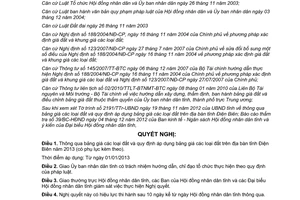 Nghị quyết 297/2012/NQ-UBND thông qua bảng giá đất Điện Biên 2013