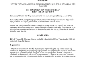 Nghị quyết 97/2012/NQ-HĐND thông qua Chương trình phát triển nhà ở Đồng Tháp