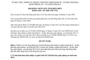 Nghị quyết 299/2012/NQ-HĐND phát triển kinh tế xã hội đảm bảo quốc phòng an ninh 2013 Điện Biên