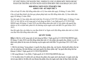 Nghị quyết 27/2012/NQ-HĐND bãi bỏ Nghị quyết 21/2010/NQ-HĐND phân cấp nguồn thu