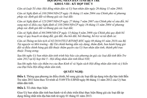 Nghị quyết 22/2012/NQ-HĐND giá đất áp dụng trên địa bàn tỉnh Bến Tre năm 2013