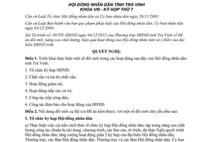 Nghị quyết 25/2012/NQ-HĐND đổi mới nâng cao hoạt động của HĐND Trà Vinh