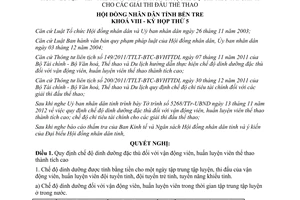 Nghị quyết 24/2012/NQ-HĐND chế độ dinh dưỡng đặc thù đối với vận động viên