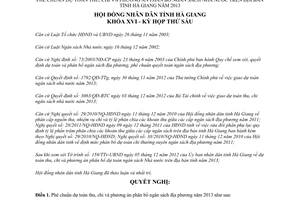 Nghị quyết 65/NQ-HĐND 2012 dự toán thu chi phân bổ ngân sách nhà nước Hà Giang 2013