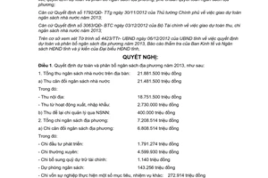 Nghị quyết 27/2012/NQ-HĐND phân bổ ngân sách địa phương 2013 Quảng Ngãi