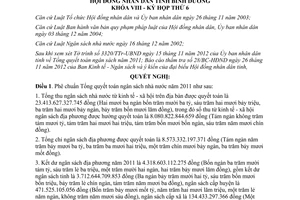 Nghị quyết 32/2012/NQ-HĐND8 tổng quyết toán ngân sách 2011 Bình Dương