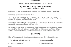 Nghị quyết 23/2012/NQ-HĐNĐ dự toán thu chi ngân sách địa phương năm 2013