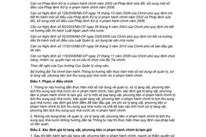 Thông tư 215/2012/TT-BTC hướng dẫn thực hiện quản lý xử lý tang vật phương tiện