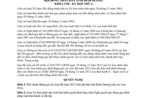 Nghị quyết 38/2012/NQ-HĐND8 bảng giá đất năm 2013 trên địa bàn tỉnh Bình Dương