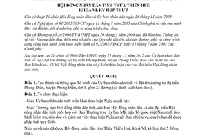 Nghị quyết 21/NQ-HĐND năm 2012 đặt tên đường thị trấn Phong Điền