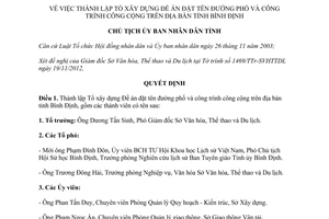 Quyết định 2762/QĐ-CTUBND 2012 thành lập Tổ xây dựng Đề án đặt tên đường Bình Định