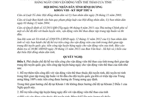 Nghị quyết 41/2012/NQ-HĐND8 độ hỗ trợ tiền công cho vận động viên thể thao