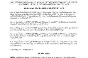 Quyết định 1718/QĐ-BHXH năm 2012 Quy chế quản lý sử dụng quỹ khen thưởng