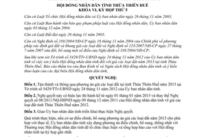 Nghị quyết 16/2012/NQ-HĐND giá đất tại tỉnh Thừa Thiên Huế năm 2013