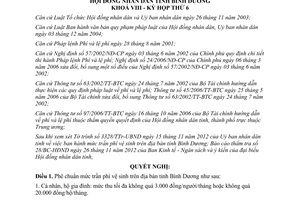 Nghị quyết 40/2012/NQ-HĐND8 mức trần phí vệ sinh tỉnh Bình Dương