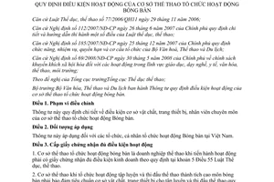 Thông tư 13/2012/TT-BVHTTDL điều kiện hoạt động của cơ sở thể thao tổ chức