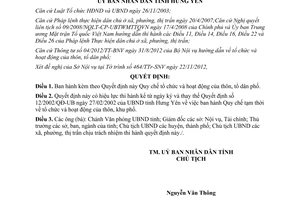 Quyết định 2128/QĐ-UBND 2012 tổ chức hoạt động thôn tổ dân phố Hưng Yên