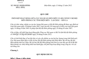 Quy chế 900/QC-HQĐB-BPĐB-BPLC-BPSL phối hợp hoạt động giữa Cục Hải quan