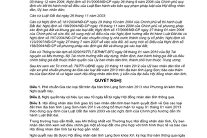 Nghị quyết 96/2012/NQ-HĐND phê chuẩn phương án giá đất tỉnh Lạng Sơn 2013