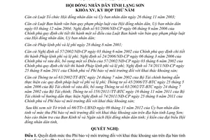 Nghị quyết 93/2012/NQ-HĐND mức thu Phí bảo vệ môi trường khai thác khoáng sản