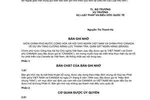 Thông báo hiệu lực Bản ghi nhớ Tăng cường năng lực thanh tra giám sát