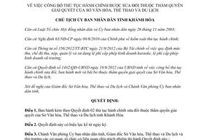 Quyết định 3068/QĐ-UBND năm 2012 công bố thủ tục hành chính thuộc thẩm quyền