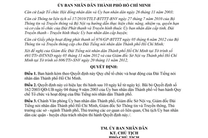 Quyết định 57/2012/QĐ-UBND Quy chế tổ chức và hoạt động Đài Tiếng nói nhân dân