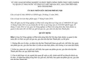 Quyết định 37/2012/QĐ-UBND giao Sở Nông nghiệp và Phát triển nông thôn Hà Nội